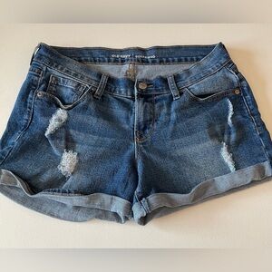 Old Navy Dark Blue Distressed Rolled Cuff Boyfriend Shorts